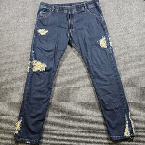 Diesel Krooley-NE Jeans Men's 40x32 Blue Distressed Jogger Stretch